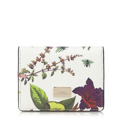 White floral print card holder
